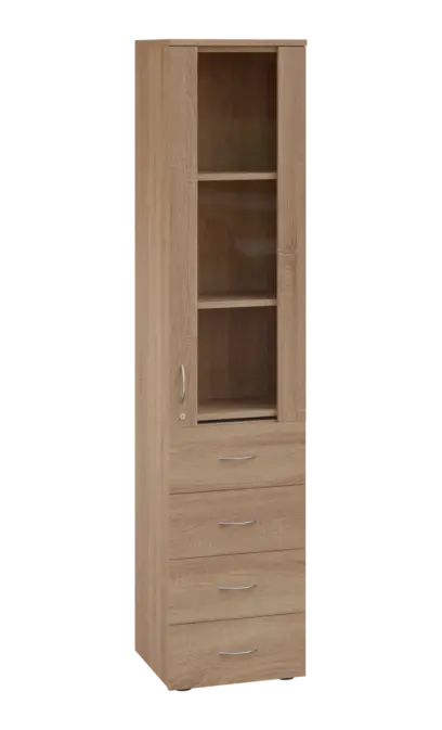 LE - 44 skříň léková prosklená, pravá, dub bardolino